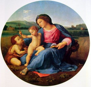 Raffaello Sanzio: Madonna d’Alba, cm. 98 di diametro, National Gallery of Washington.